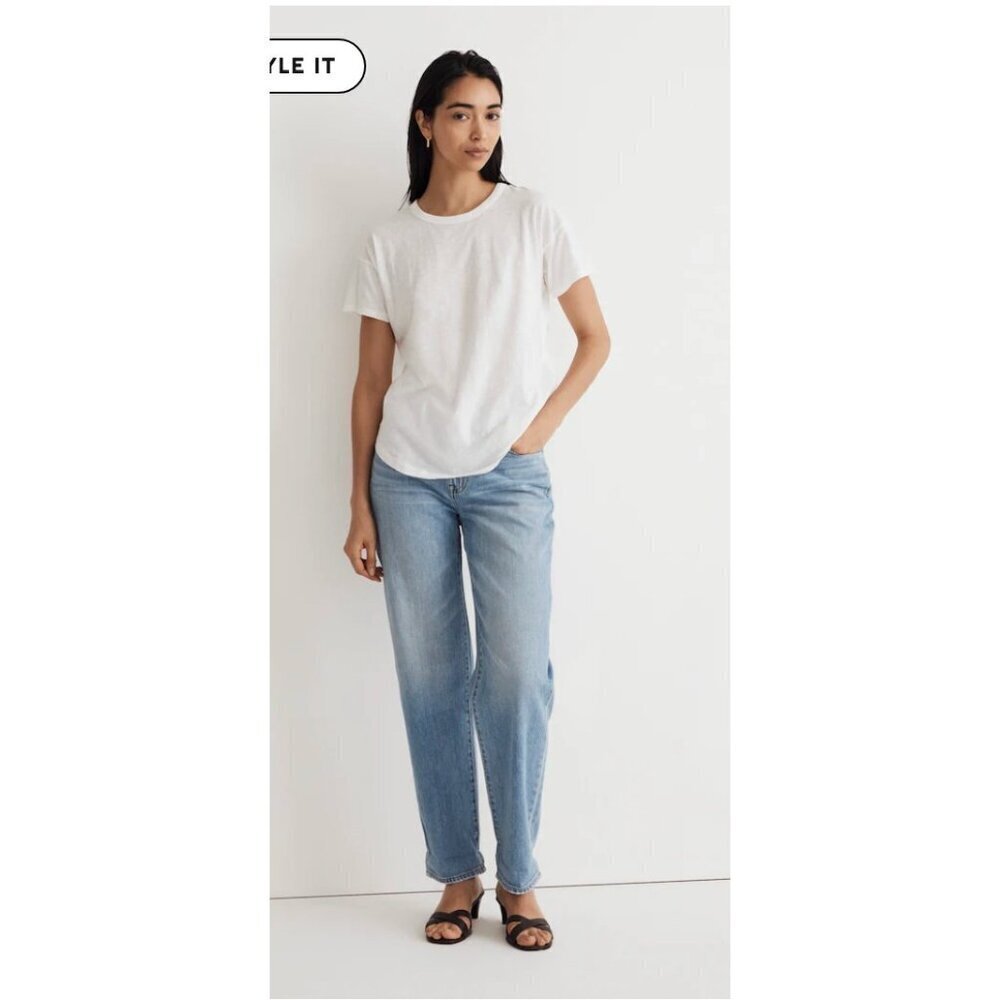 Madewell Womens Whisper Cotton Rib-Crewneck Tee Size XXS AI537 White